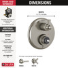 T24856-SSLHP Dorval Traditional 2-Handle Monitor 14 Series Valve Trim with 3 Setting Diverter, Stainless