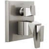 T27T843-SS-PR Trillian Two-Handle Monitor 17T Series Valve Trim with 3-Setting Diverter, Lumicoat Stainless
