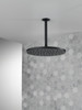 52158-BL Universal Showering Components Single-Setting Metal Raincan Shower Head, Matte Black