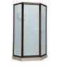 68.5" Tall Framed, Pivot, Hammered Glass Neo Angle Shower Door for 24.12" to 24.12" Width Openings in Oil Rubbed Bronze