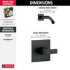 T14267-BLLHD Ara Monitor 14 Series Shower Trim Less Head, Matte Black