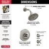 T14256-SSLHP Dorval Monitor 14 Series Shower Trim Less Handle, Stainless