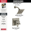 T17299-SS-PR Pivotal Monitor 17 Series H2Okinetic Shower Trim, Lumicoat Stainless