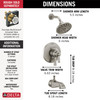 T17456-SS Dorval Monitor 17 Series Tub & Shower Trim, Stainless