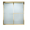 68" Tall Framed, Bypass, Rain Glass Shower Door for 44" to 46" Width Openings in Gold