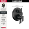 T27989-BL Tetra 17 Series Integrated Diverter Trim with 6-Setting, Matte Black