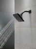 52664-BL Universal Showering Components H2Okinetic 5-Setting Angular Modern Raincan Shower Head, Matte Black