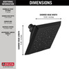 52664-BL Universal Showering Components H2Okinetic 5-Setting Angular Modern Raincan Shower Head, Matte Black