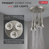 57190-SS25-L Universal Showering Components H2Okinetic Pendant Raincan Shower Head with LED Light, Stainless