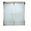 58.5" Tall Framed, Bypass, Rain Glass Shower Door for 56" to 60" Width Openings in Brushed Nickel