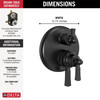 T27956-BL Dorval Traditional 2-Handle Monitor 17 Series Valve Trim with 6 Setting Diverter, Matte Black
