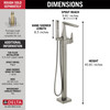 T4743-SS-PR-FL Trillian Delta Trillian Single Handle Floor Mount Tub Filler Trim, Lumicoat Stainless