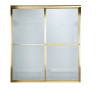 56" Tall Framed, Bypass, Hammered Glass Shower Door for 56" to 60" Width Openings in Gold