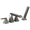 T4743-KS-PR Trillian Delta Trillian Two-Handle Roman Tub Trim with Hand Shower, Lumicoat Black Stainless