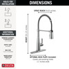 9613-AR-DST Essa 11.50-in x 4.13-in x 19.38-in Single-Handle Pull-Down Spring Kitchen Faucet, Arctic Stainless