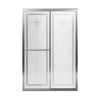 43.87-in to 48.87-in W x 70.12-in H Sliding Shower Door in Silver with Templar Glass Pattern
