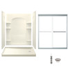 60-in x 32-in Shower Base, Walls and Door Kit, in Biscuit/Chrome with Clear Glass