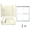 60-in x 36-in Shower Base, Walls and Door Kit, in Biscuit/Chrome with Clear Glass
