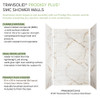PPWKX60367224-63 Prodigy Plus 60-in x 36-in x 72/24-in Shower Wall Kit, Lustrous Gold (8-in x 16-in Horizontal Tile Pattern with Stone Color)