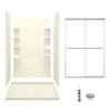 48-in x 34-in Shower Base, Walls and Door Kit, in Biscuit/Chrome with Clear Glass