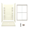 48-in x 34-in Shower Base, Walls and Door Kit, in Biscuit/Nickel with Clear Glass
