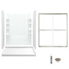 60-in x 34-in Shower Base, Walls and Door Kit, in White/Nickel with Clear Glass