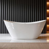 Skylar 59 in. x 31 in. Freestanding Oval Soaking Bathtub in Gloss White with Color-Matched EZ-Click Center Drain, 50.2-Gallon, 27 in. Soak Depth, 100% Acrylic, CSA Certified