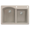 33-in X 22-in X 9.5-in silQ Granite Kitchen Sink with 1-3/4 D-Shaped Double Offset bowls, Drop-in Installation with 2 BE Faucet Holes, In Cafe Latte