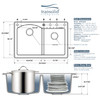 33-in X 22-in X 9.5-in silQ Granite Kitchen Sink with 1-3/4 D-Shaped Double Offset bowls, Drop-in Installation with 4 BADE Faucet Holes, In Cafe Latte