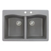 33-in X 22-in X 9.5-in silQ Granite Kitchen Sink with Double Equal bowls, Drop-in Installation with 2 CD Faucet Holes, in Grey
