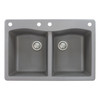 33-in X 22-in X 9.5-in silQ Granite Kitchen Sink with Double Equal bowls, Drop-in Installation with 4 CABE Faucet Holes, in Grey