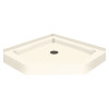 42 x 42 Neo Angle Solid Surface Shower Base with Center Drain in Moonlight