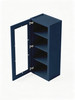 15 in. x 42 in. Ready to Assemble Wall Cabinet with Single Remington Frame Clear Glass Door, Navy Blue