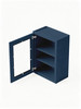 21 in. x 30 in. Ready to Assemble Wall Cabinet with Single Remington Frame Clear Glass Door, Navy Blue