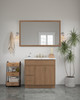 54-in x 34-in Slim Shaker Framed Vanity Mirror, Tan Wood