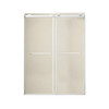 Olenna 60-in x 80-in Bypass Shower Door With 11/32-in Golden Sparkling Glass And Riley Handles, Brushed Stainless