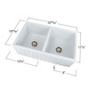 33-in x 20-in x 10-in Double Equal Bowls with Reversible (Fluted/Plain) Front, Farmhouse Fireclay Kitchen Sink, Undermount Installation, in White
