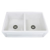33-in x 20-in x 10-in Double Equal Bowls with Reversible (French/Fluted) Front, Farmhouse Fireclay Kitchen Sink, Undermount Installation, in White