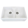 31.5-in x 20-in x 8.7-in Double Equal Bowls, Farmhouse Fireclay Kitchen Sink, Undermount Installation, in White