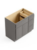 36-in x 21-in x 35-in Ready to Assemble Slim Shaker Vanity Combo Base Cabinet With Three Drawers on Right, Light Grey, V3621DR-RTA-FR02-LG
