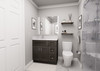 36-in x 21-in x 35-in Ready To Assemble Shaker Vanity Combo Base Cabinet With Three Drawers on Right, Smokey Grey, V3621DR-RTA-FR01-SG
