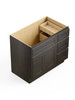 36-in x 21-in x 35-in Ready To Assemble Shaker Vanity Combo Base Cabinet With Three Drawers on Right, Smokey Grey, V3621DR-RTA-FR01-SG