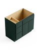 36-in x 21-in x 35-in Ready to Assemble Slim Shaker Vanity Combo Base Cabinet With Three Drawers on Left, Green, V3621DL-RTA-FR02-GR
