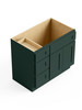 36-in x 21-in x 35-in Ready To Assemble Shaker Vanity Combo Base Cabinet With Three Drawers on Left, Green, V3621DL-RTA-FR01-GR