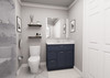 36-in x 21-in x 35-in Ready to Assemble Slim Shaker Vanity Combo Base Cabinet With Two Drawers on Left, Navy Blue, V3621DL-2D-RTA-FR02-NB