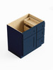 30-in x 21-in x 35-in Ready To Assemble Shaker Vanity Combo Base Cabinet With Three Drawers on Right, Navy Blue, V3021DR-RTA-FR01-NB