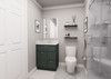 27-in x 21-in x 35-in Ready to Assemble Slim Shaker Vanity Combo Base Cabinet With Two Drawers on Right, Green, V2721DR-2D-RTA-FR02-GR