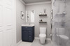 24-in x 21-in x 35-in Ready to Assemble Slim Shaker Vanity Combo Base Cabinet With Two Drawers on Right, Navy Blue, V2421DR-2D-RTA-FR02-NB
