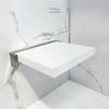 Preston flip-up fold-down padded shower seat in white and brushed stainless, 14 in. W x 13.75 in. D, by Transolid