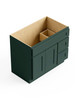 36-in x 21-in x 35-in Ready to Assemble Shaker Vanity Combo Base Cabinet With Two Drawers on Right, Green, V3621DR-2D-RTA-FR01-GR
